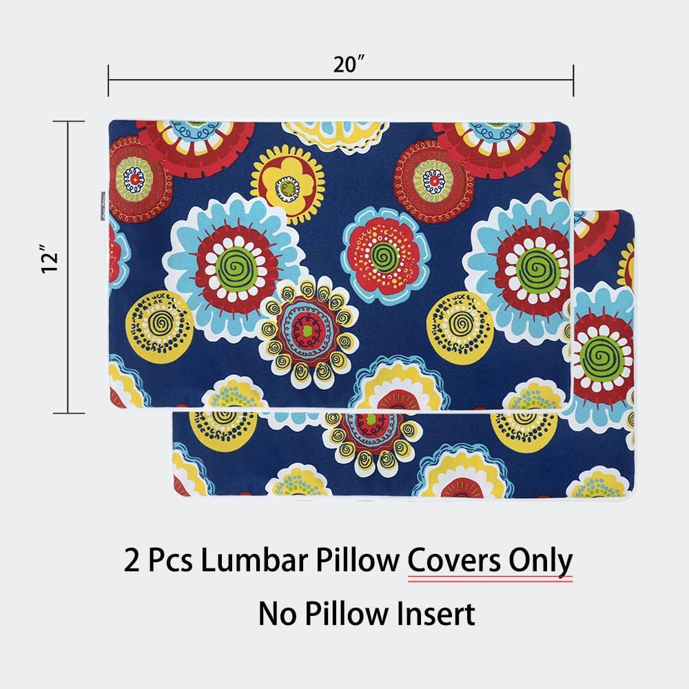 Floral Outdoor Lumbar Pillow Covers Set of 2
