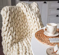 Chunky Knit Merino Wool Throw Blanket