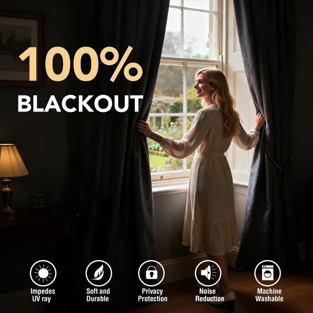 Linen Look Blackout Curtain Panels
