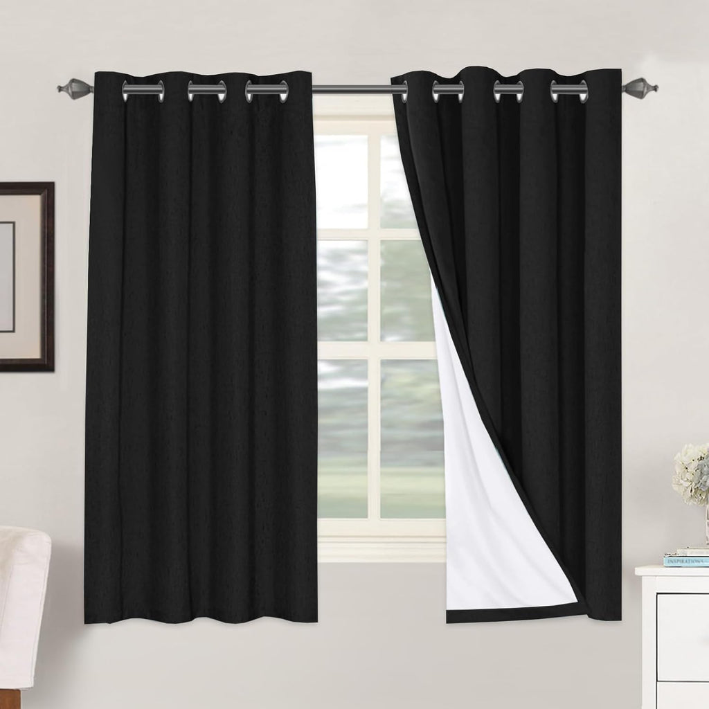Linen Look Blackout Grommet Curtain Panels