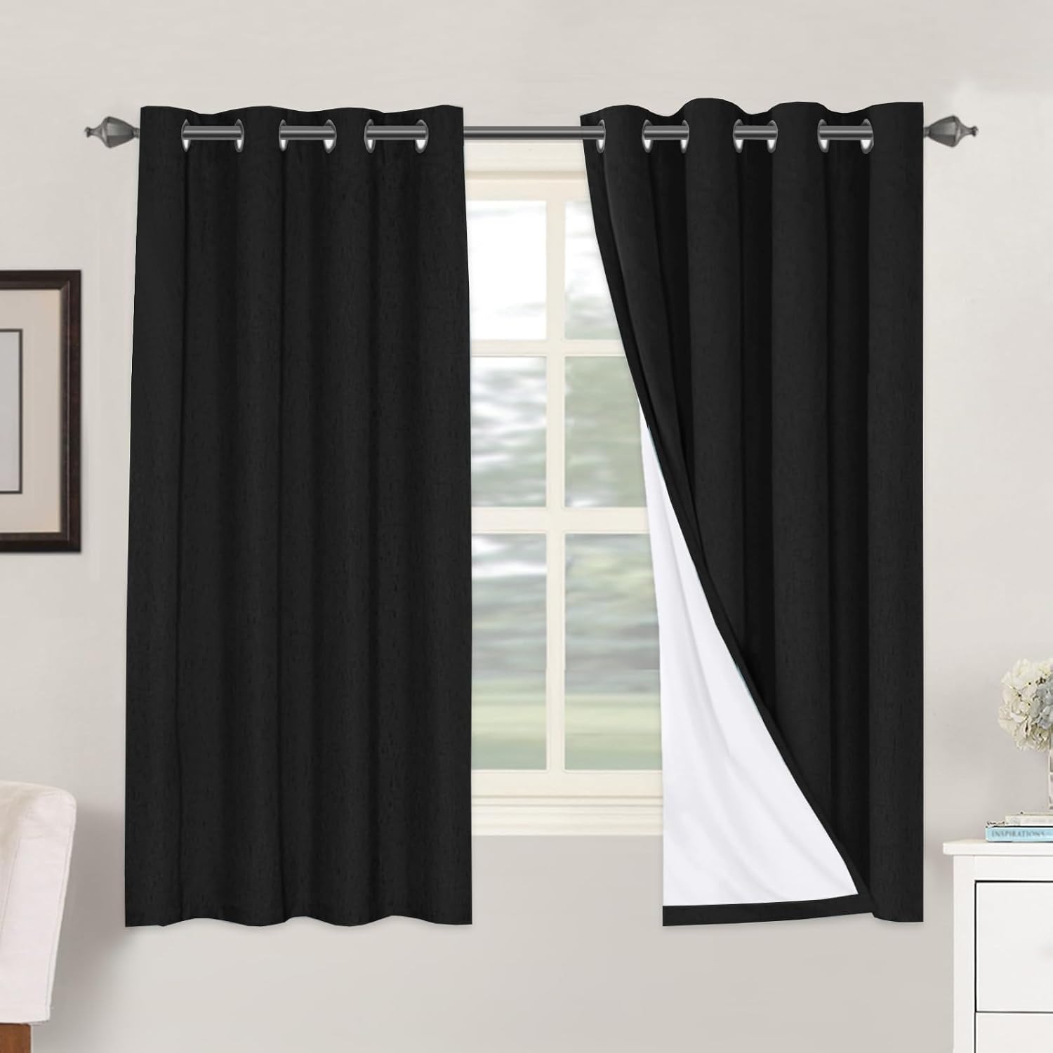 Linen Look Blackout Grommet Curtain Panels