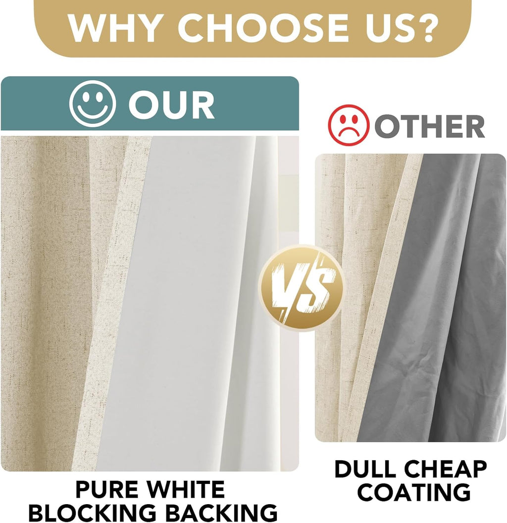 Linen Look Blackout Curtain Panels