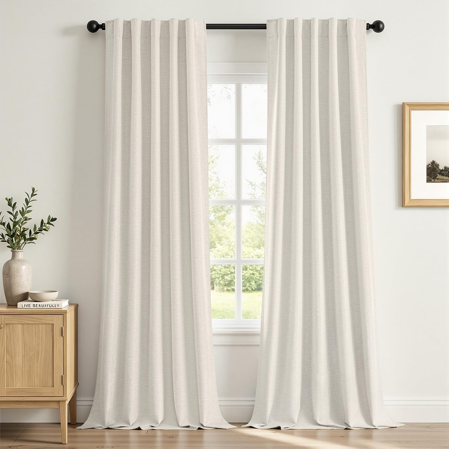 Linen Textured Blackout Curtain Panels