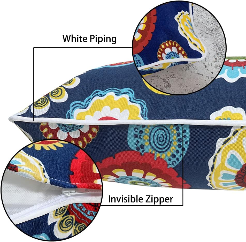 Floral Outdoor Lumbar Pillow Covers Set of 2