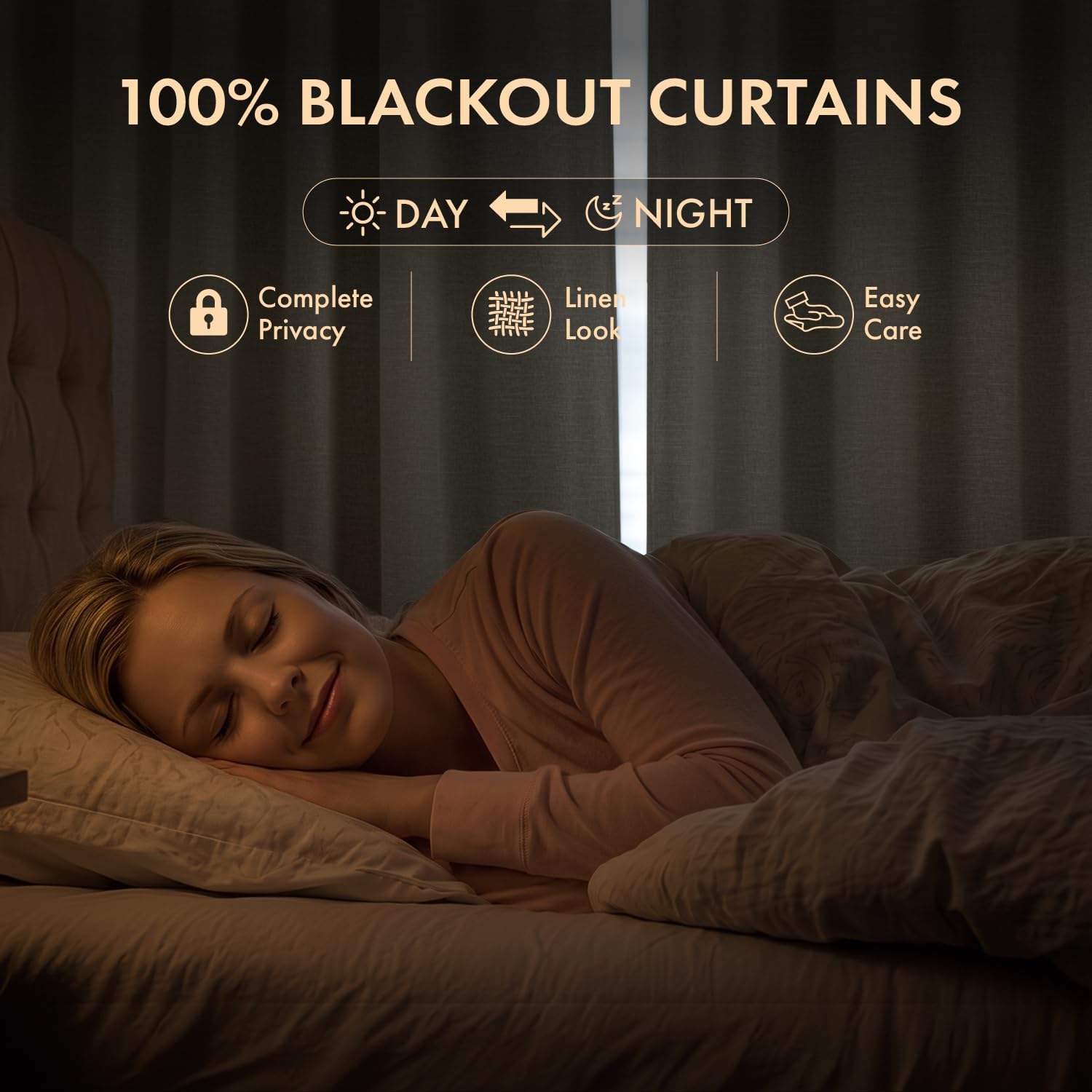 Linen Textured Blackout Curtain Panels