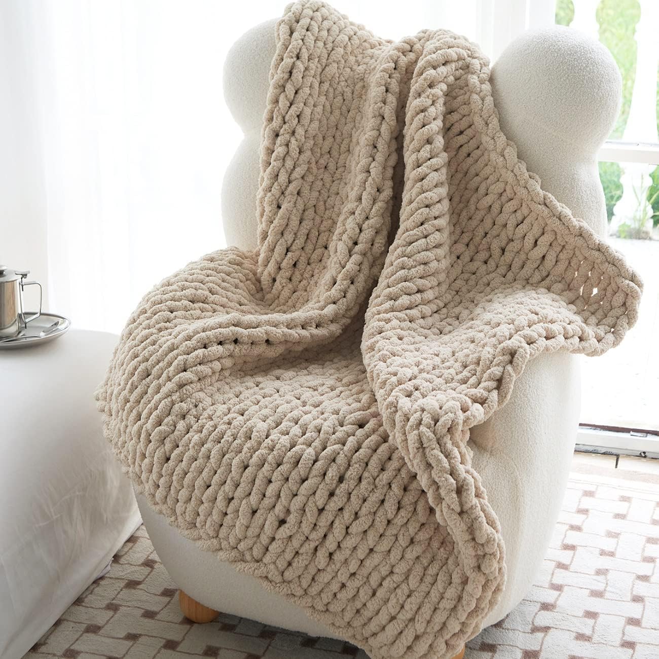 Chunky Knit Chenille Throw Blanket