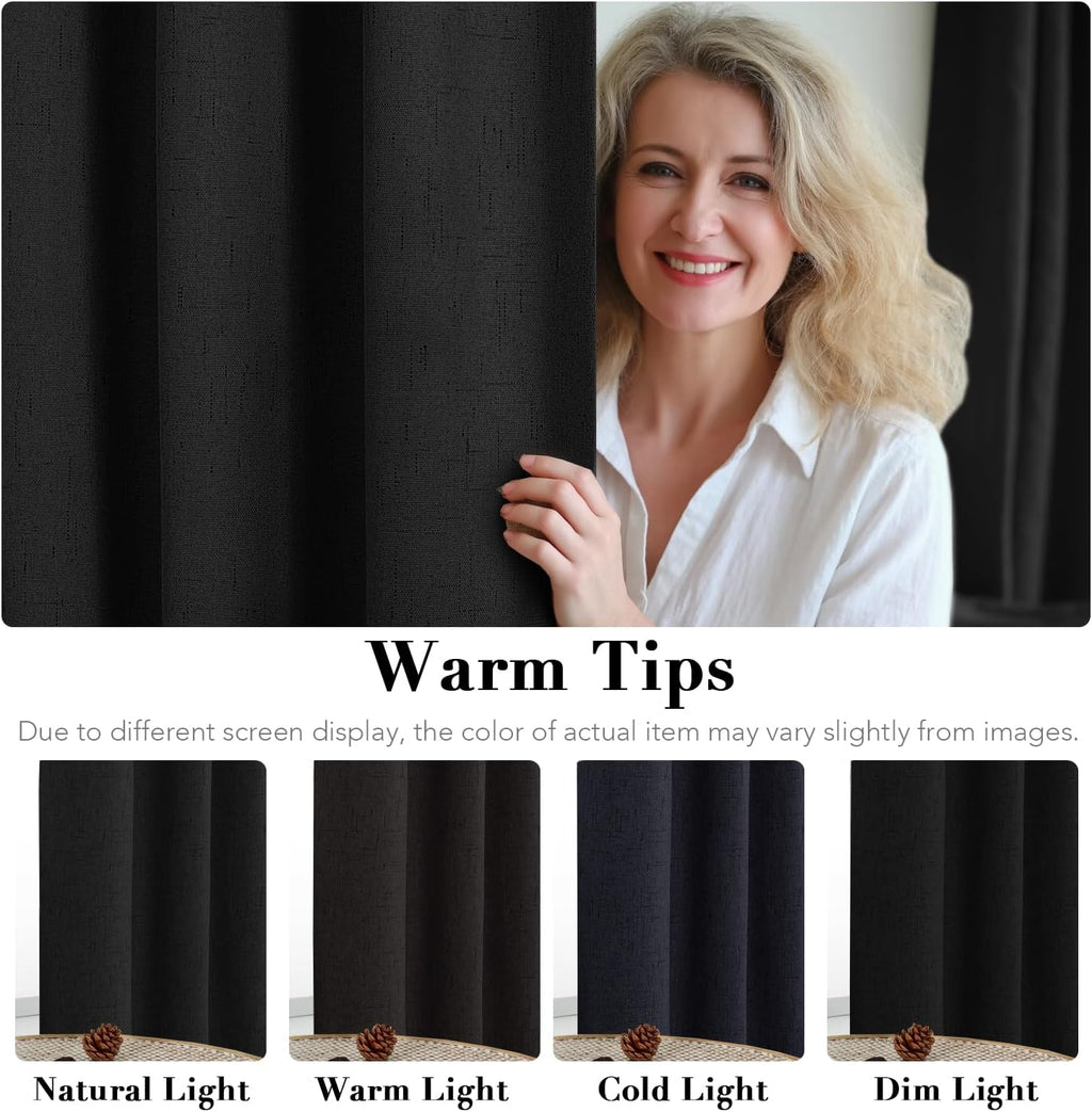 Linen Look Blackout Grommet Curtain Panels