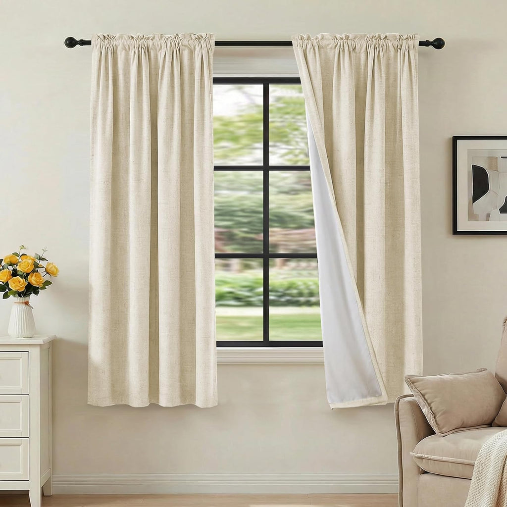 Linen Look Blackout Curtain Panels
