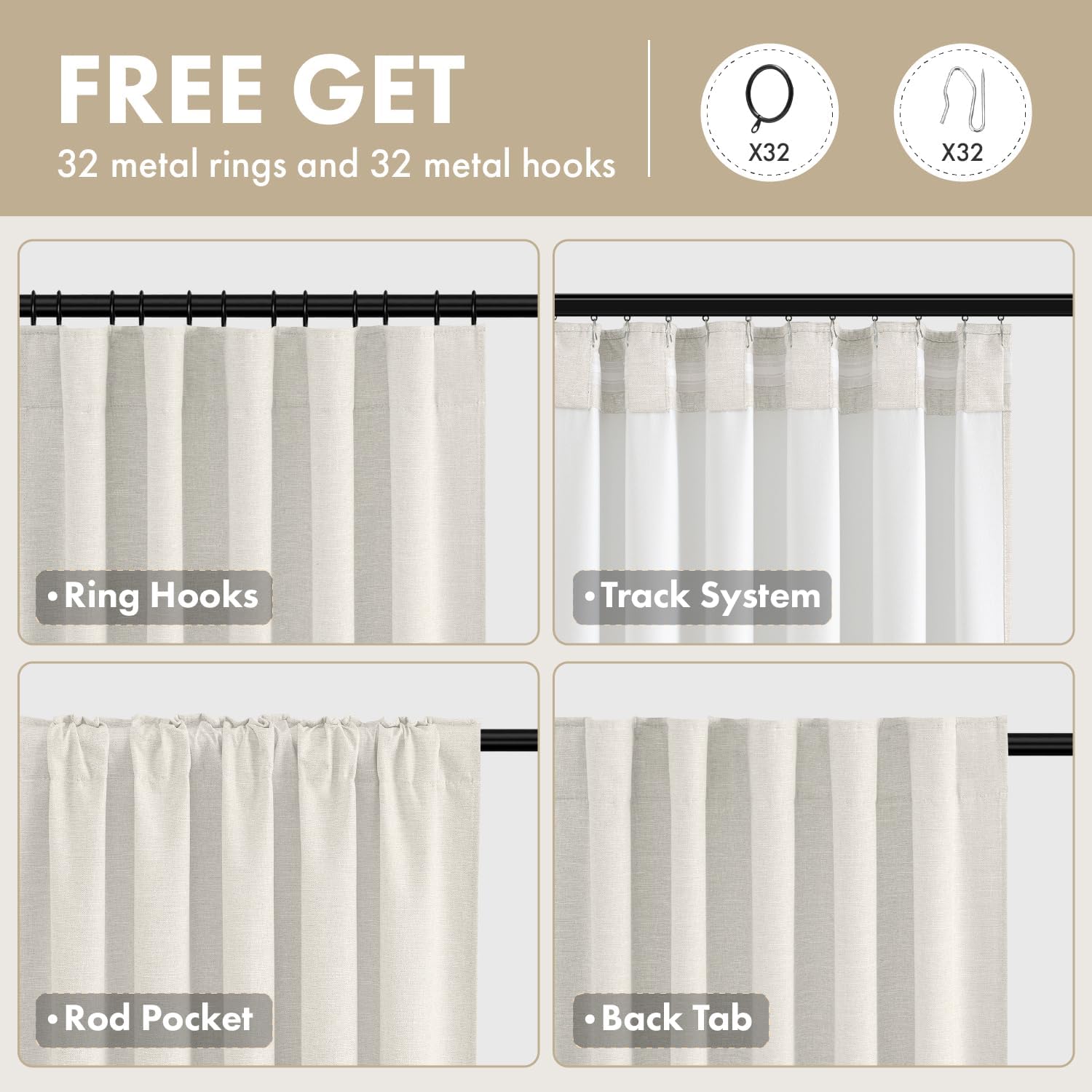 Linen Textured Blackout Curtain Panels