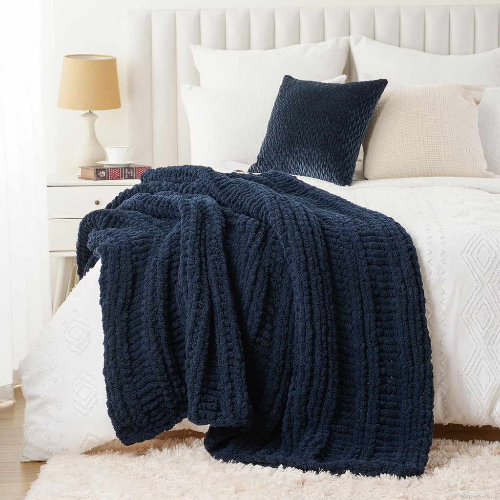 Chunky Knit Chenille Throw Blanket