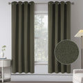 Faux Linen Textured Blackout Grommet Curtain Panels