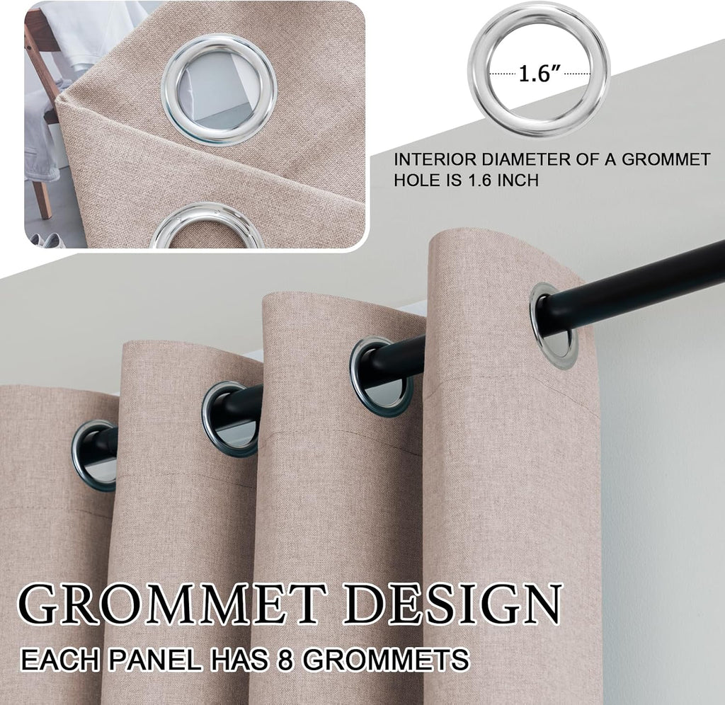 Faux Linen Room Darkening Curtain Panels