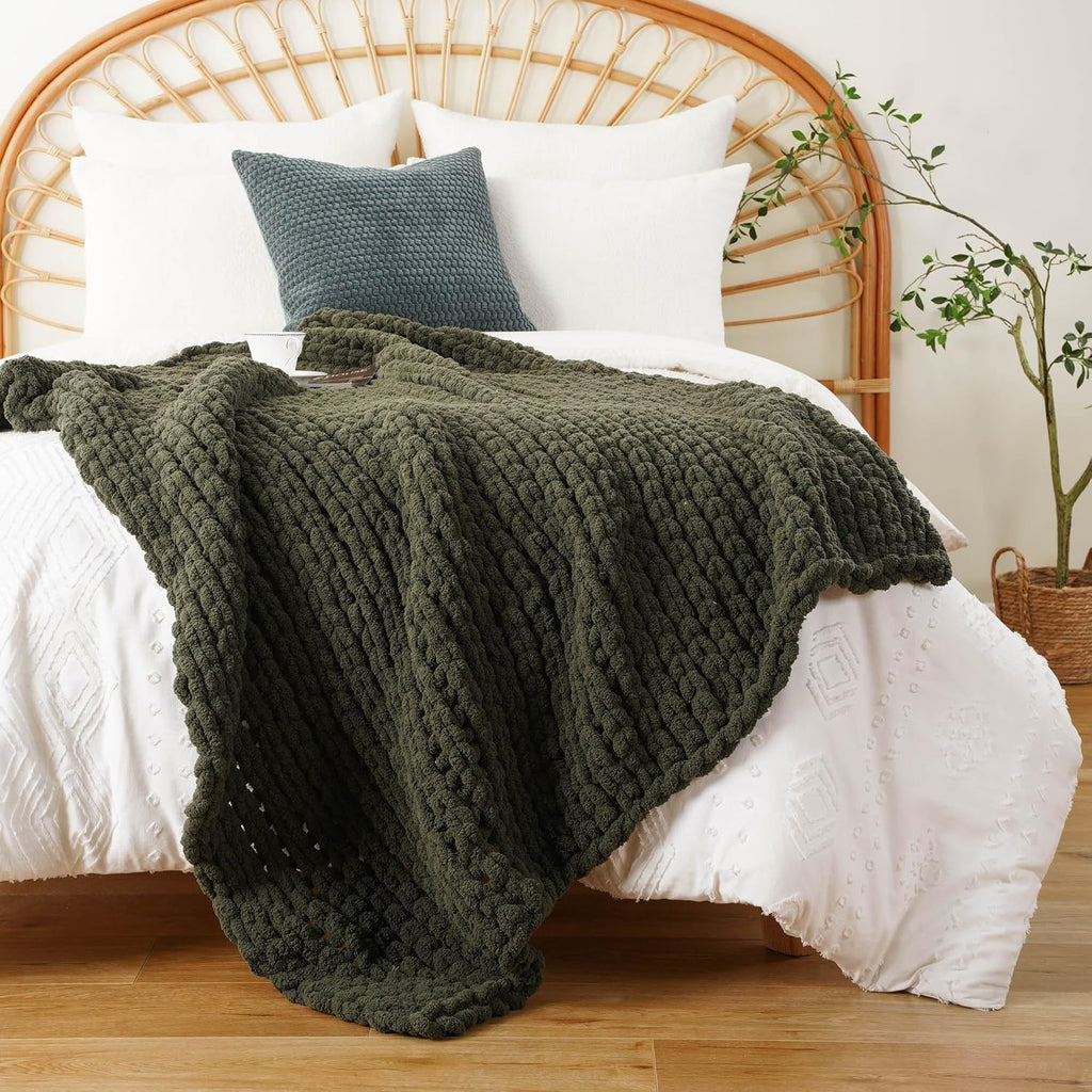 Chunky Knit Chenille Throw Blanket