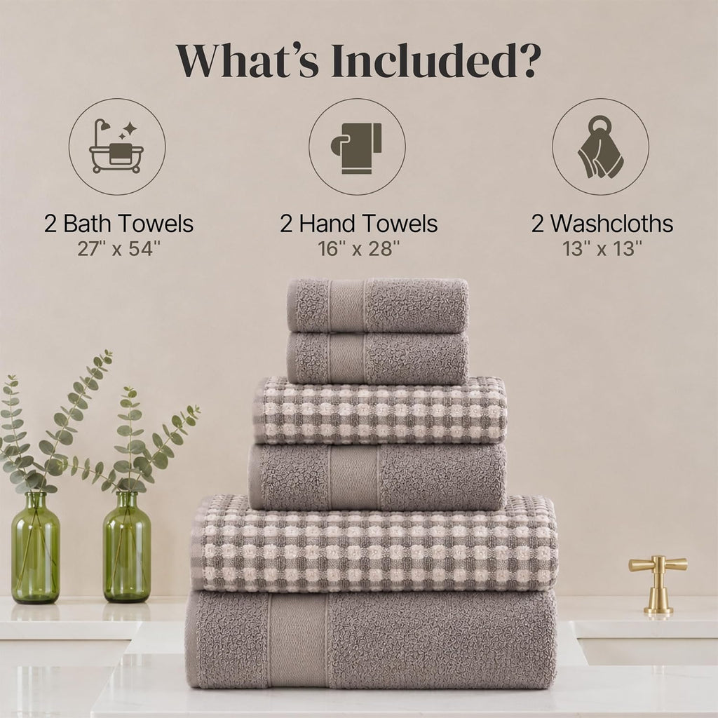 Modern Threads 6 Piece Cotton Bath Towel Set