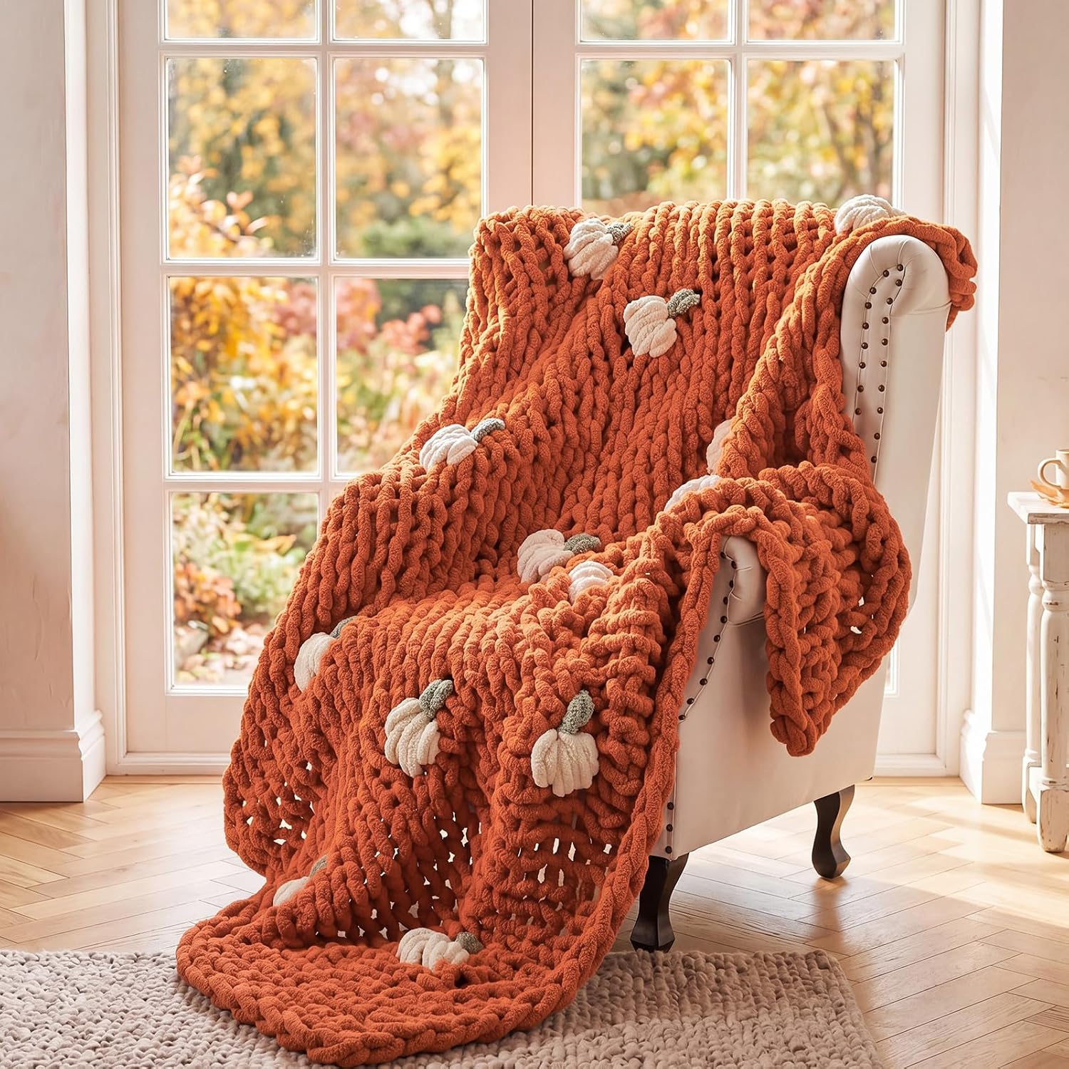 Chunky Knit Chenille Throw Blanket