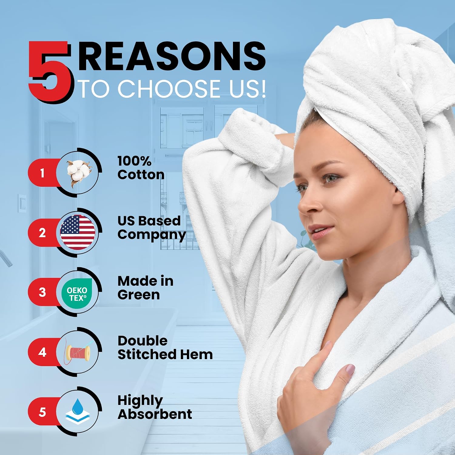 8 Piece Cotton Bath Towel Set