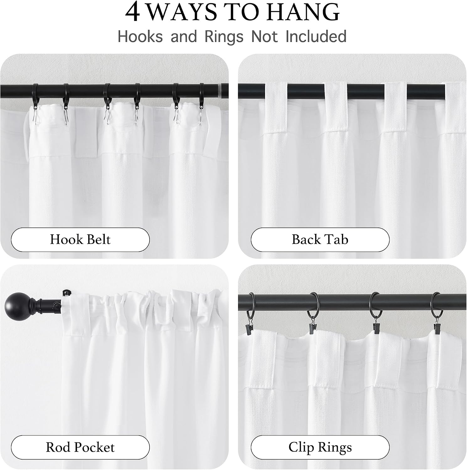 Faux Linen Pinch Pleated Curtain Panels