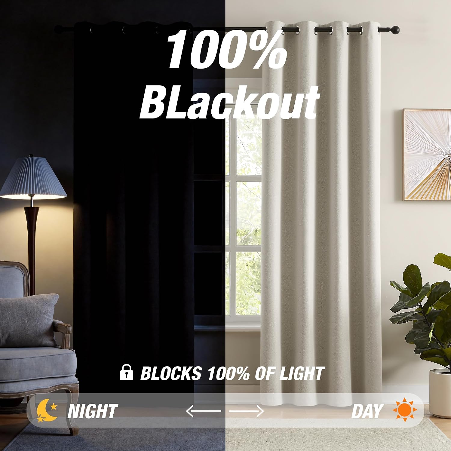 Faux Linen Blackout Curtain Panels