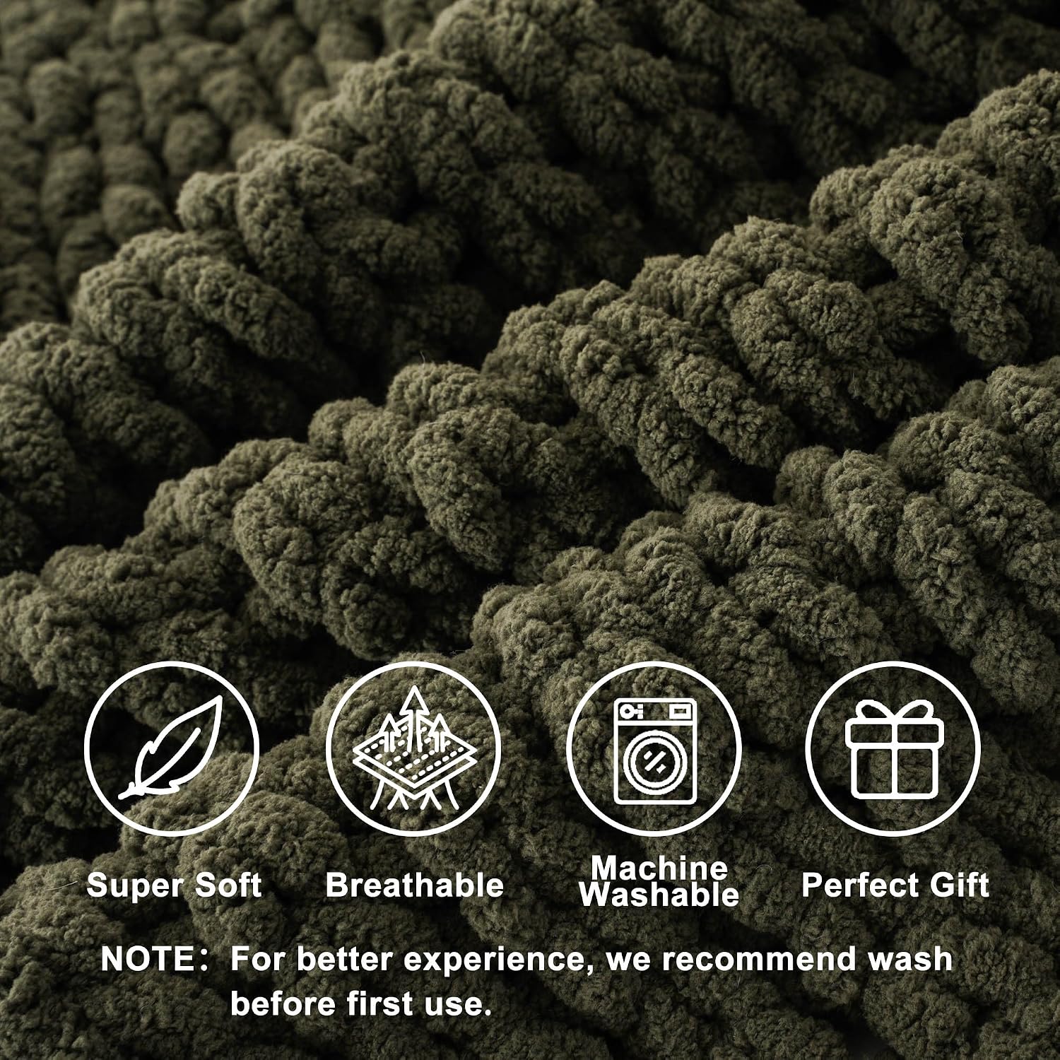 Chunky Knit Chenille Throw Blanket