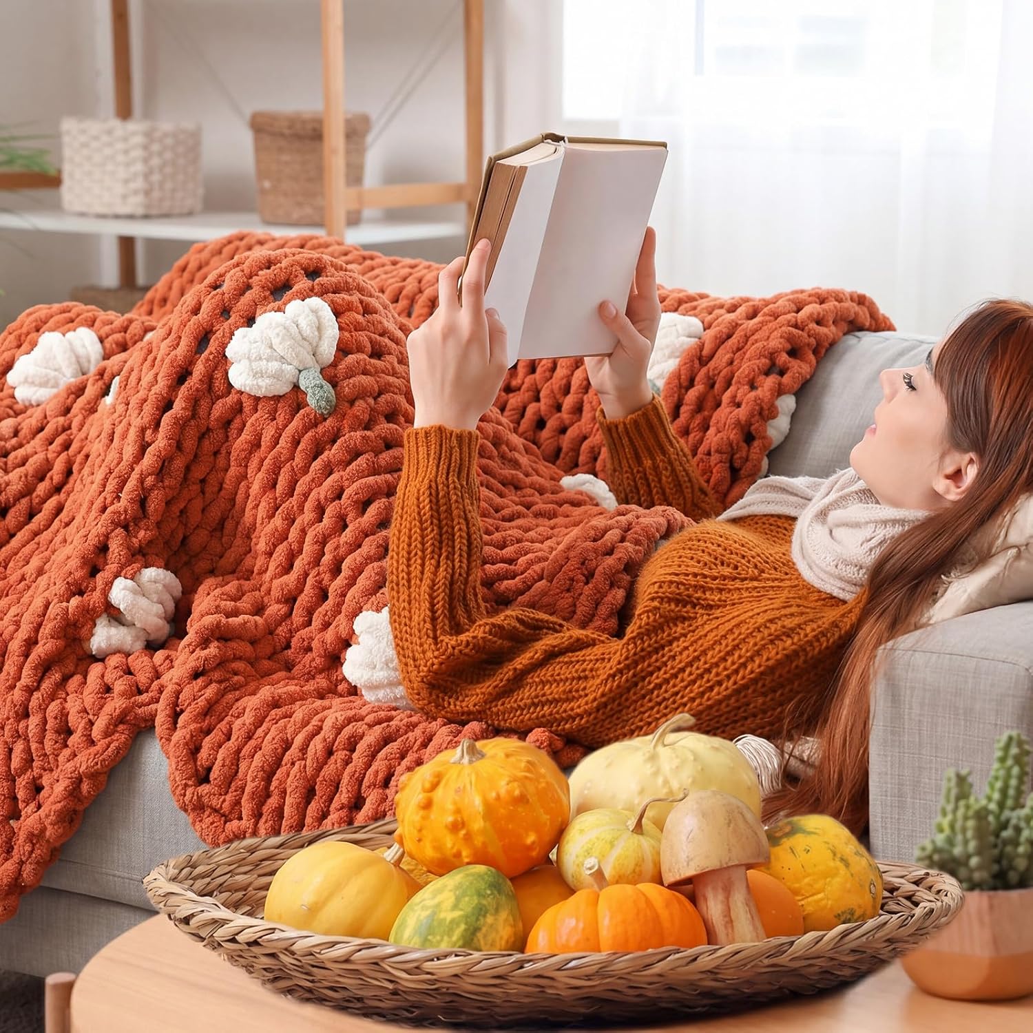 Chunky Knit Chenille Throw Blanket
