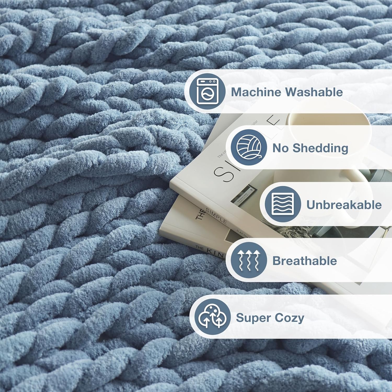 Chunky Knit Chenille Throw Blanket