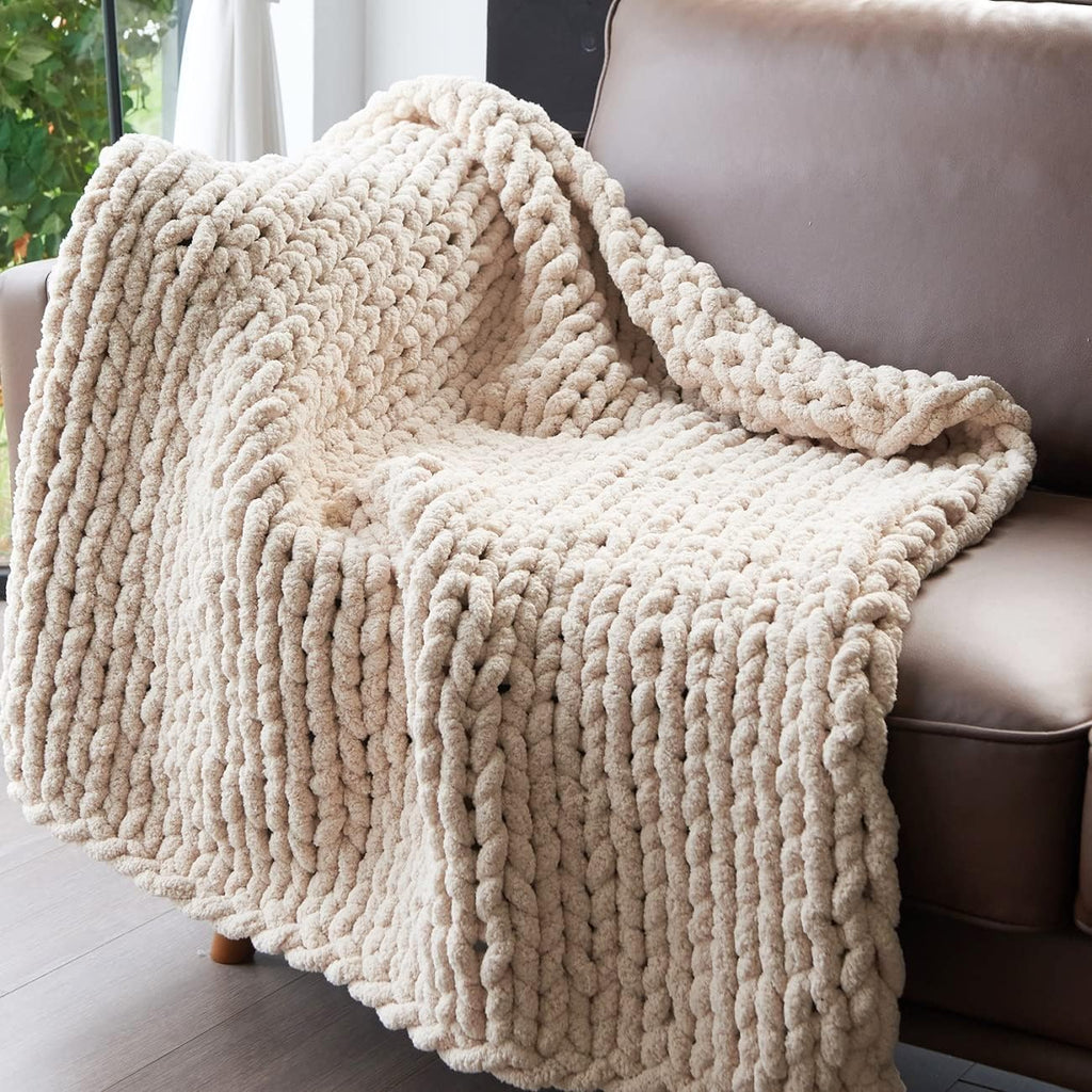 Chunky Knit Chenille Throw Blanket