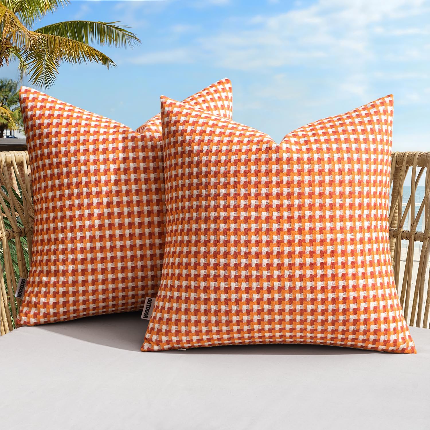 Woven Outdoor Throw Pillow Covers Set of 2