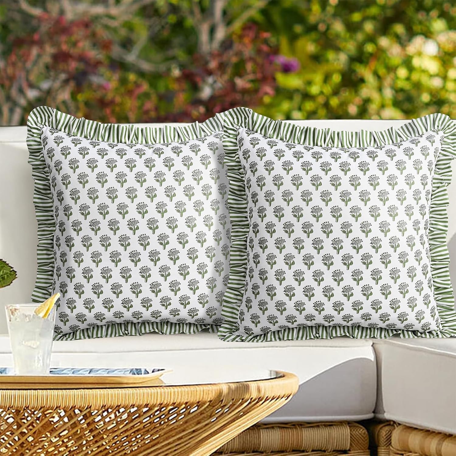 Floral Outdoor Pillow Covers Set of 2