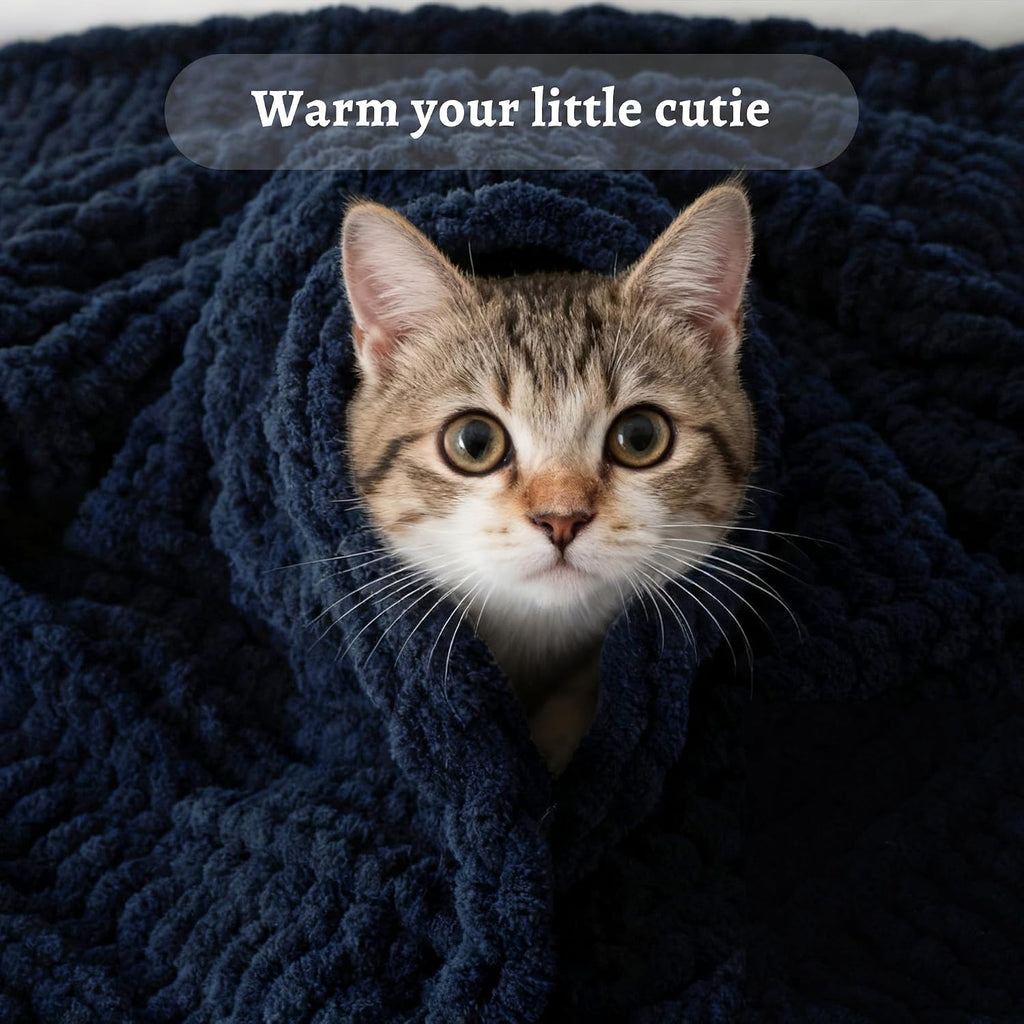 Chunky Knit Chenille Throw Blanket