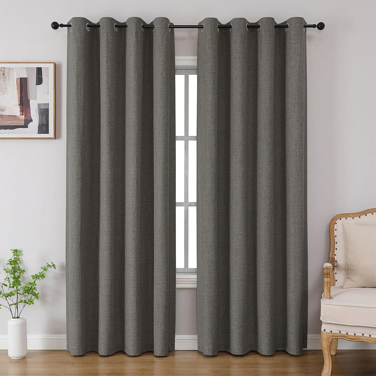 Linen Textured Blackout Curtain Panels