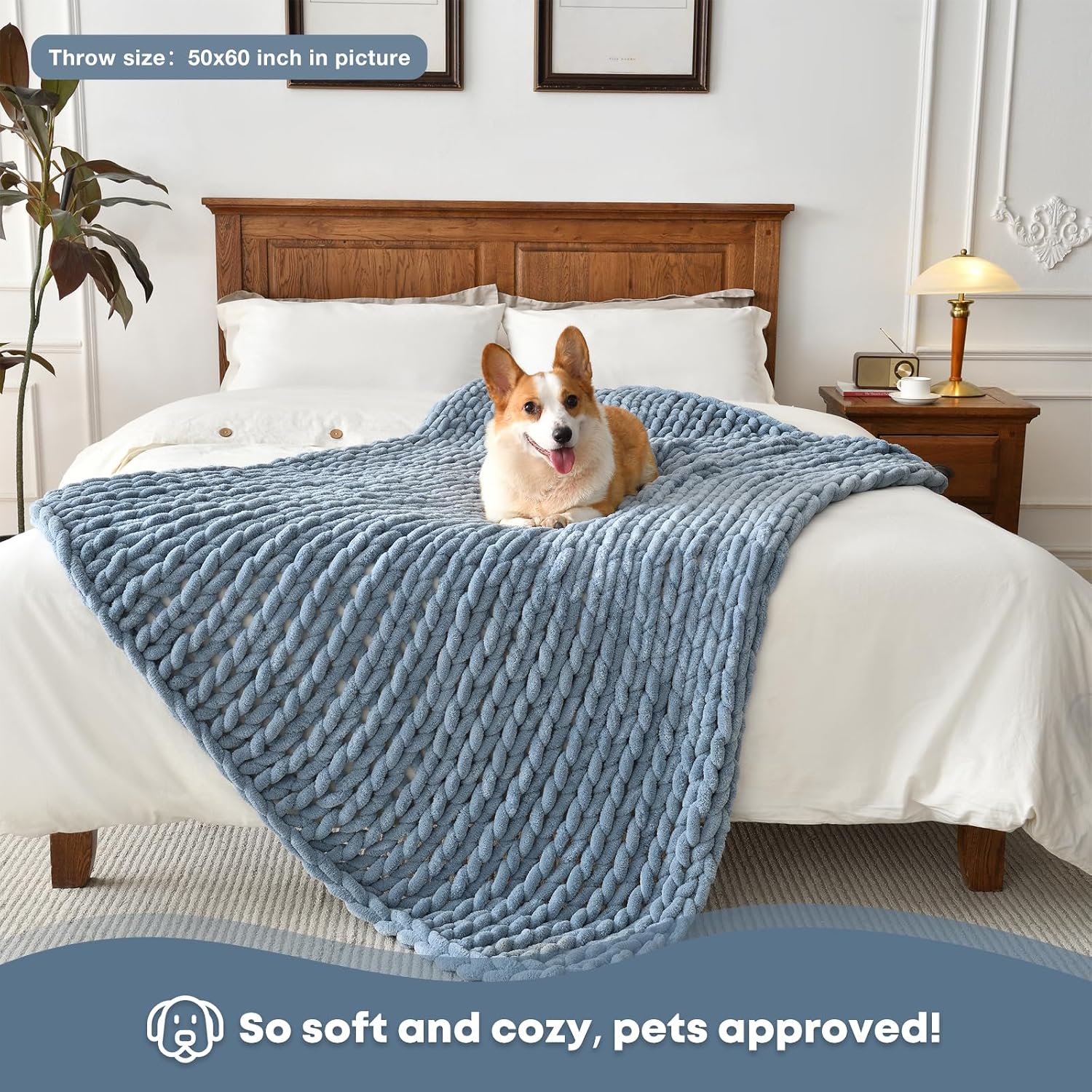 Chunky Knit Chenille Throw Blanket