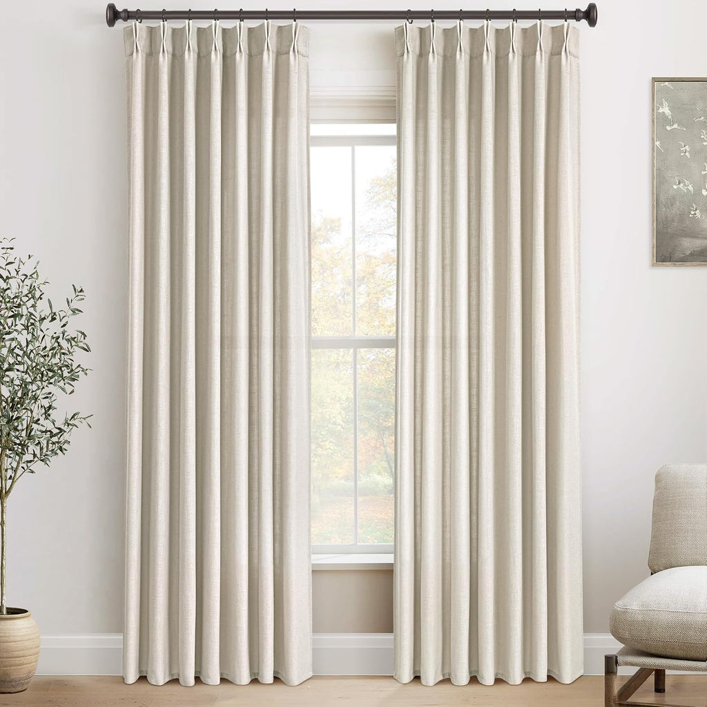 Linen Pinch Pleat Light Filtering Curtain Panels