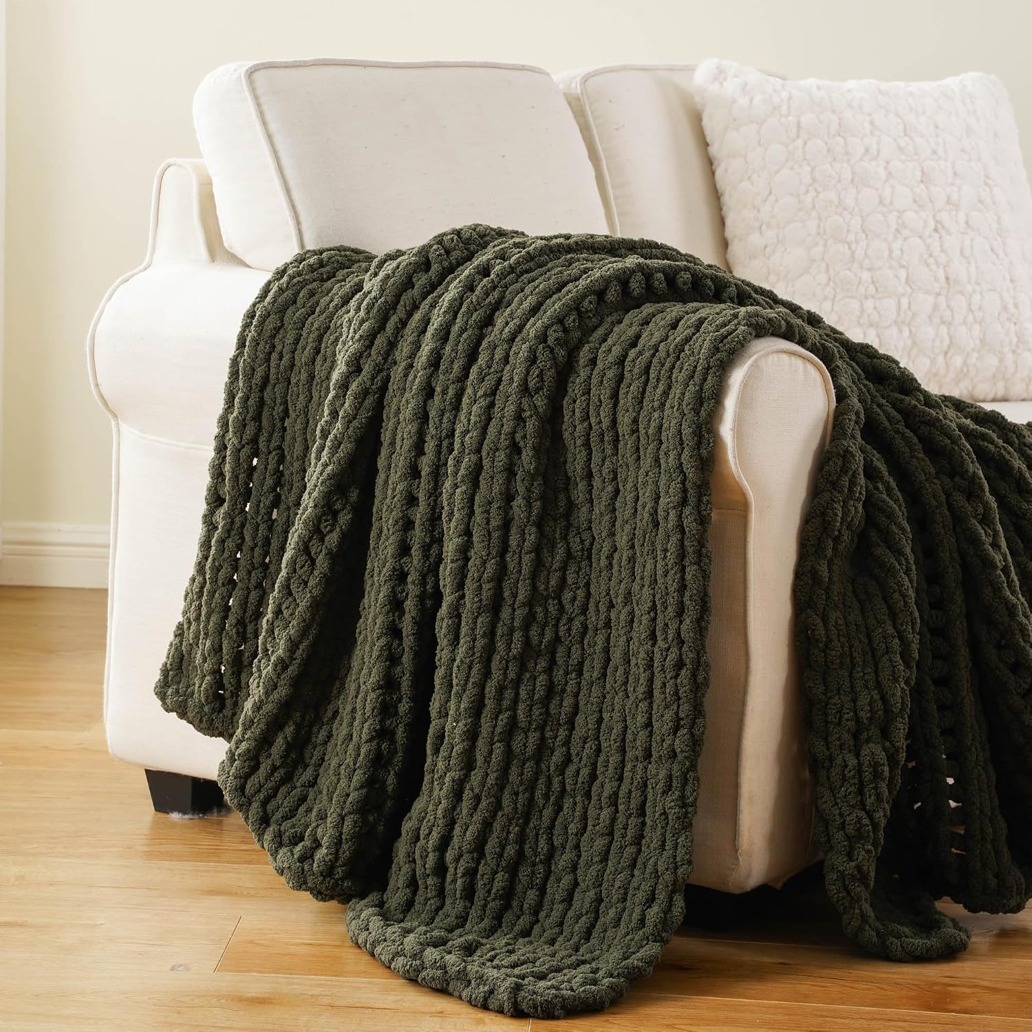 Chunky Knit Chenille Throw Blanket