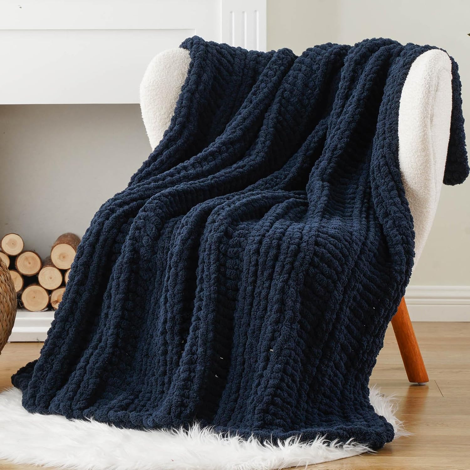 Chunky Knit Chenille Throw Blanket