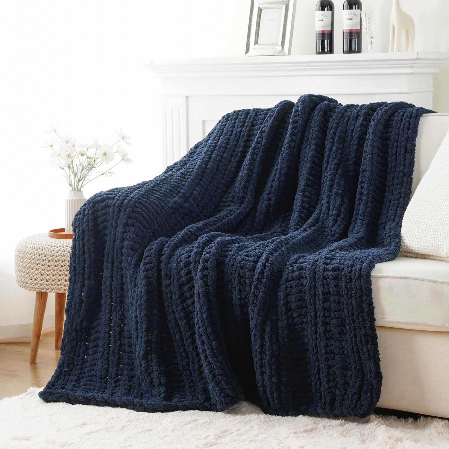 Chunky Knit Chenille Throw Blanket