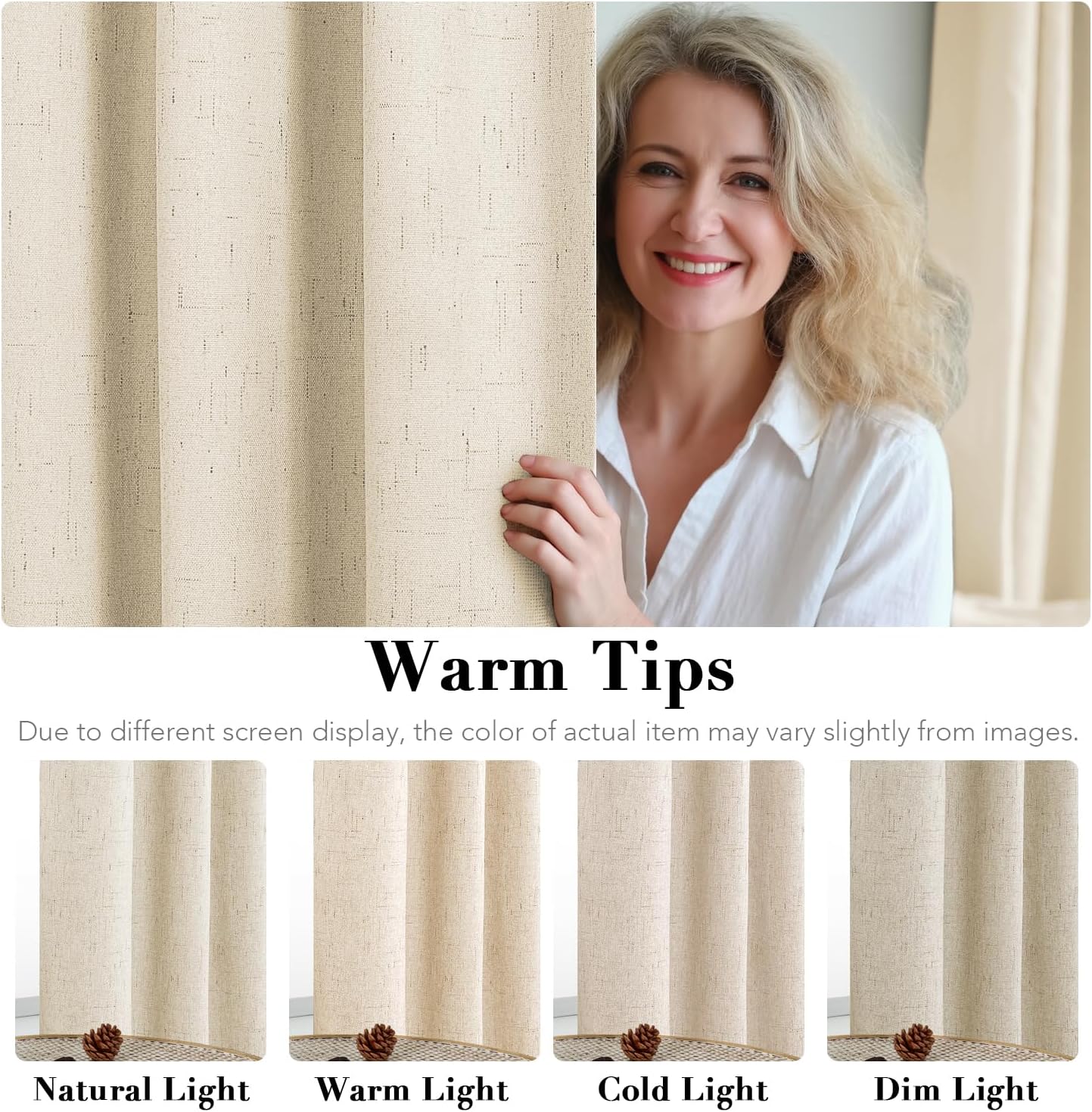 Linen Look Blackout Curtain Panels