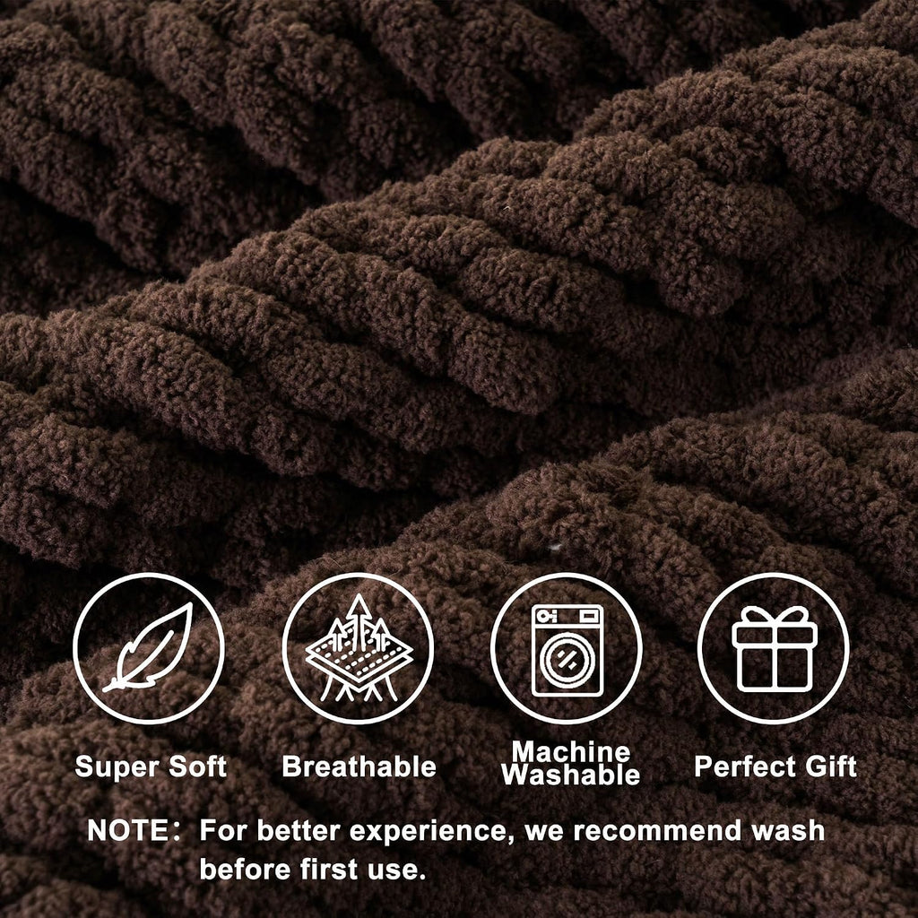 Chunky Knit Chenille Throw Blanket