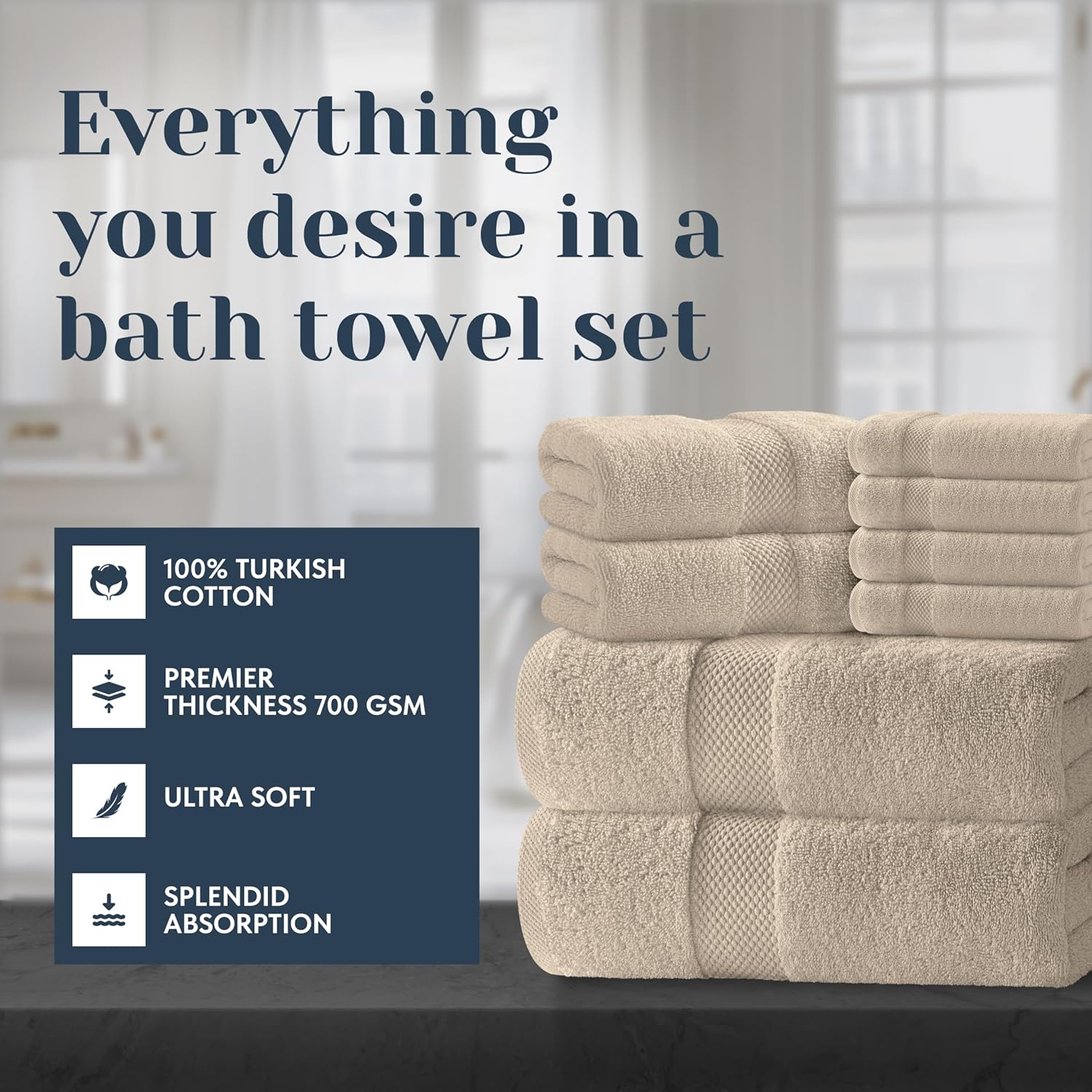 8-Piece Turkish Cotton Towel Set