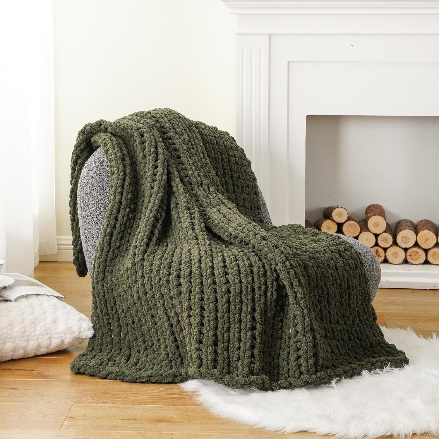 Chunky Knit Chenille Throw Blanket