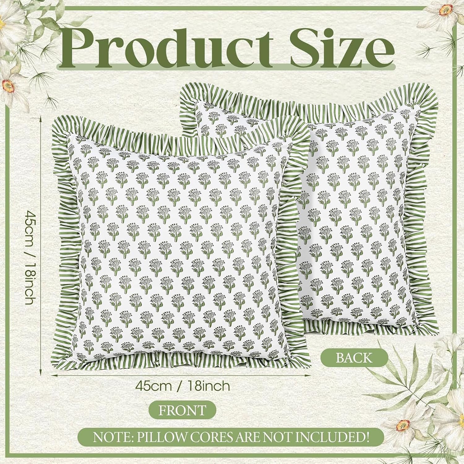Floral Outdoor Pillow Covers Set of 2