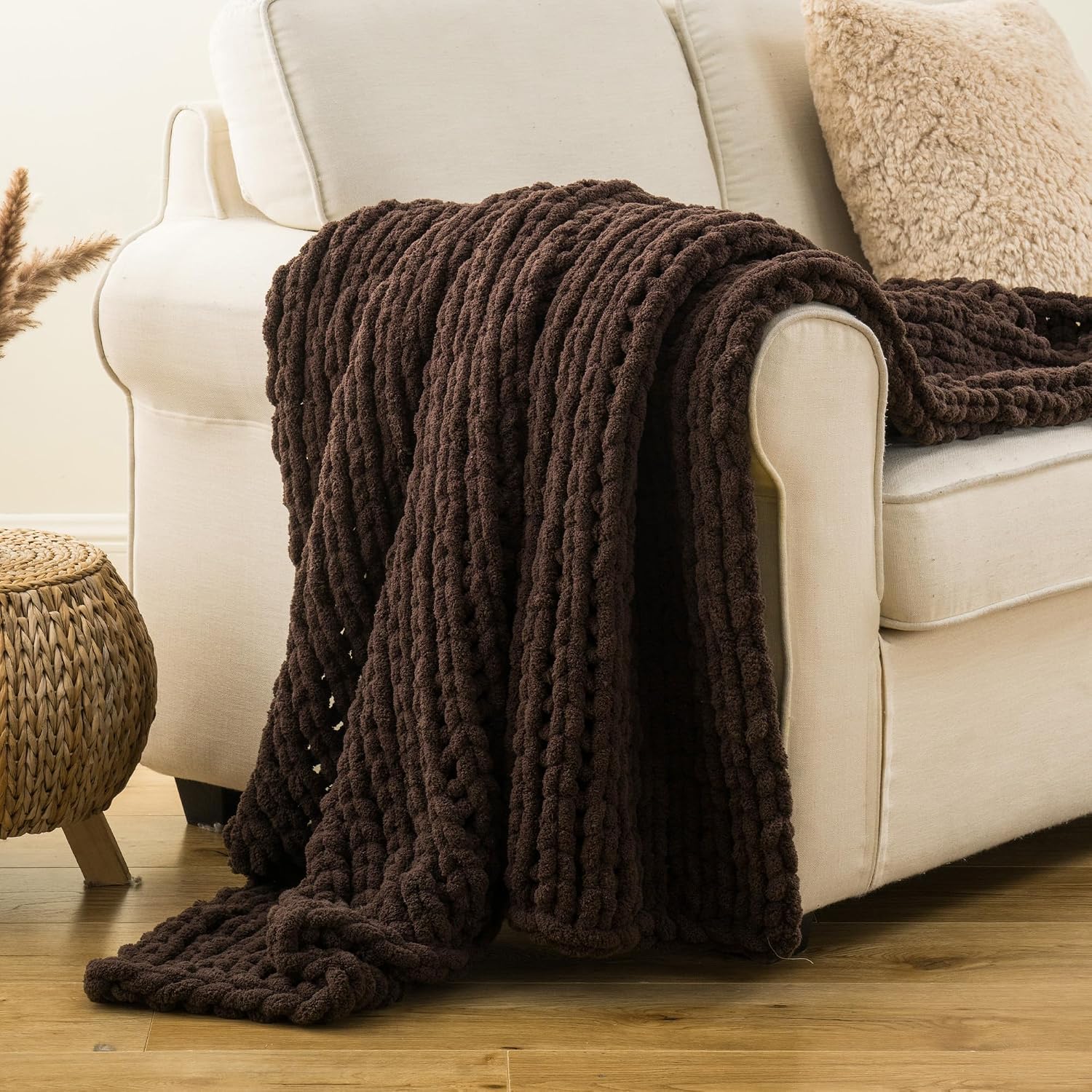 Chunky Knit Chenille Throw Blanket