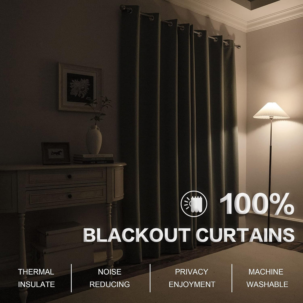Faux Linen Textured Blackout Grommet Curtain Panels