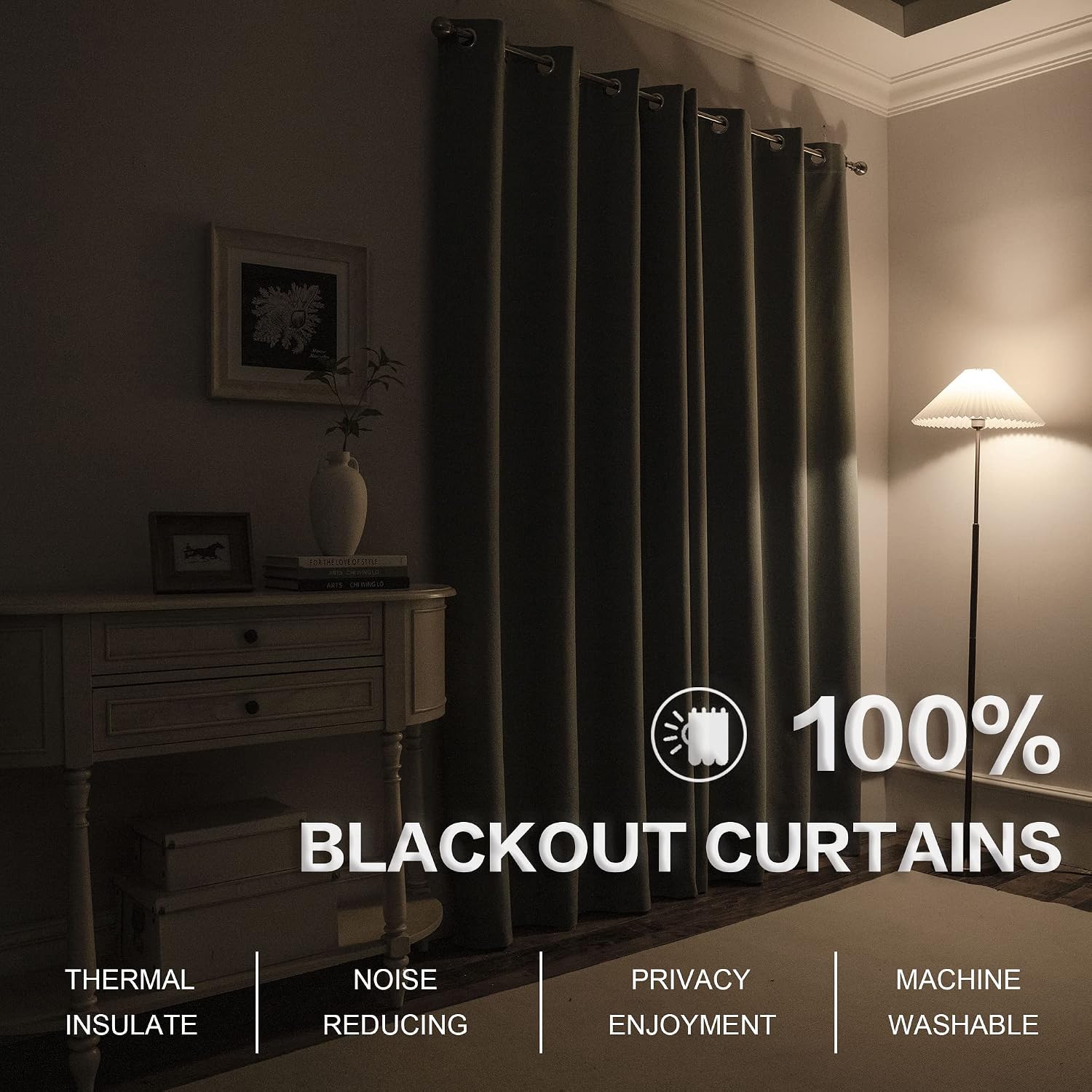 Faux Linen Textured Blackout Grommet Curtain Panels