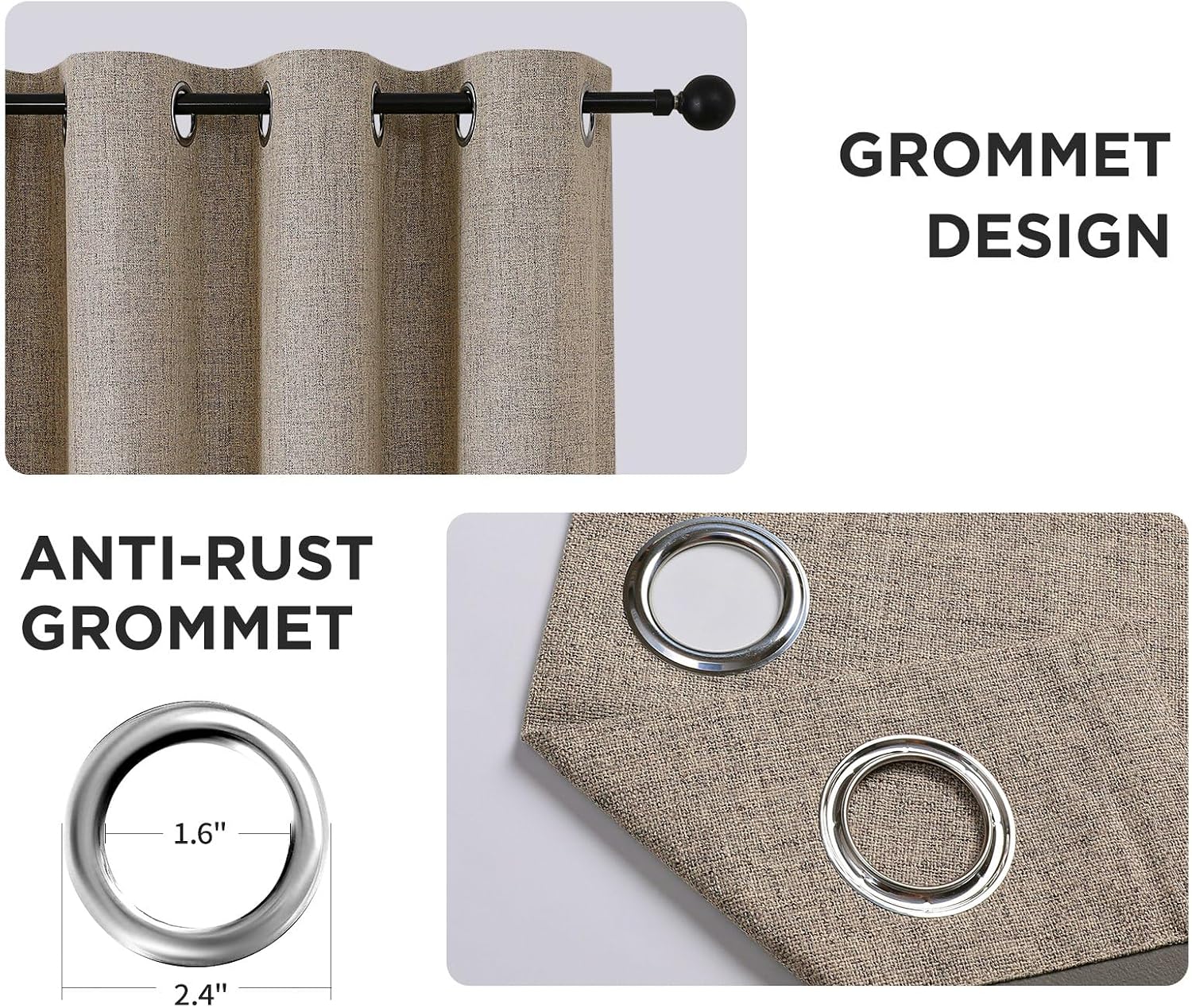 Linen Textured Blackout Grommet Curtain Panels