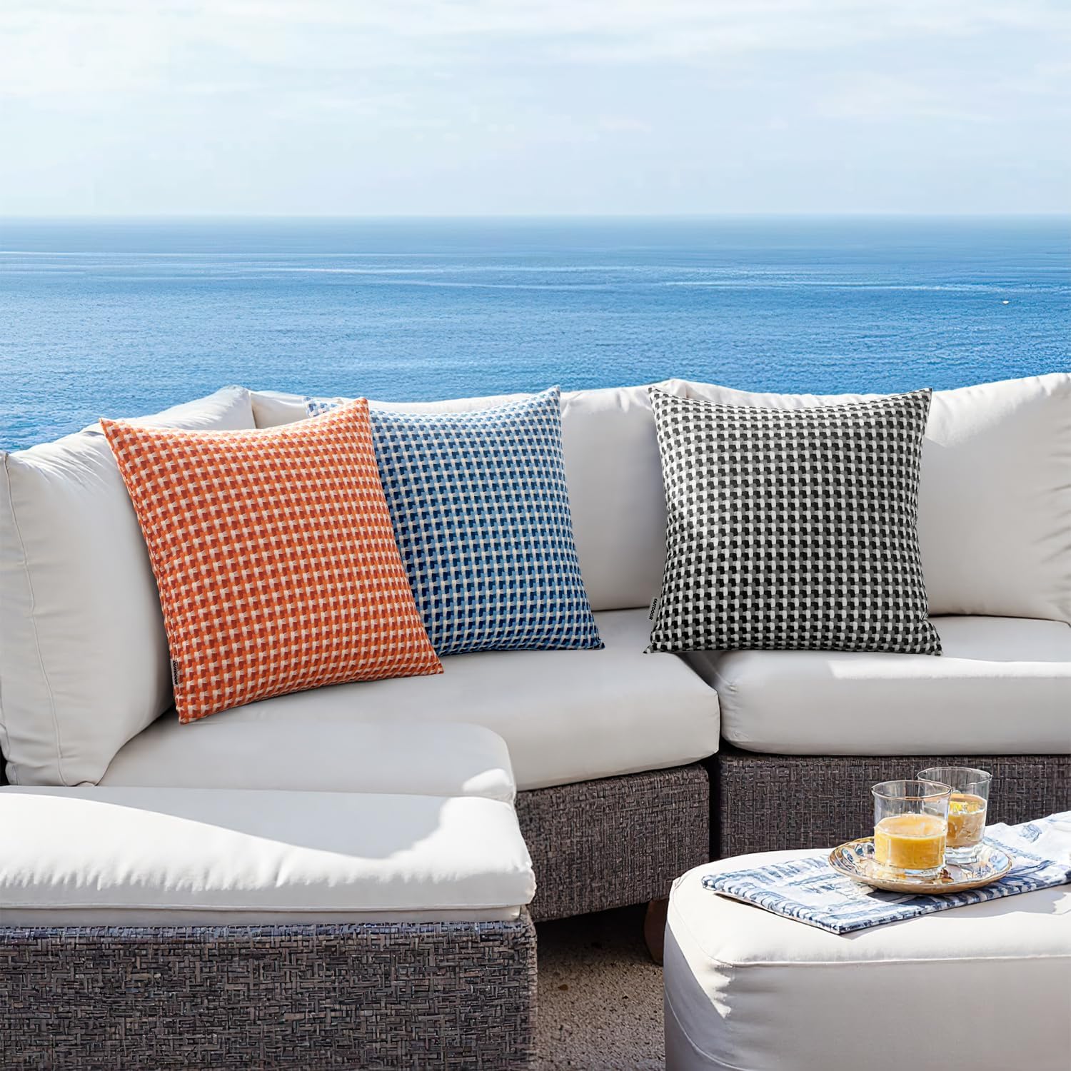 Woven Outdoor Throw Pillow Covers Set of 2