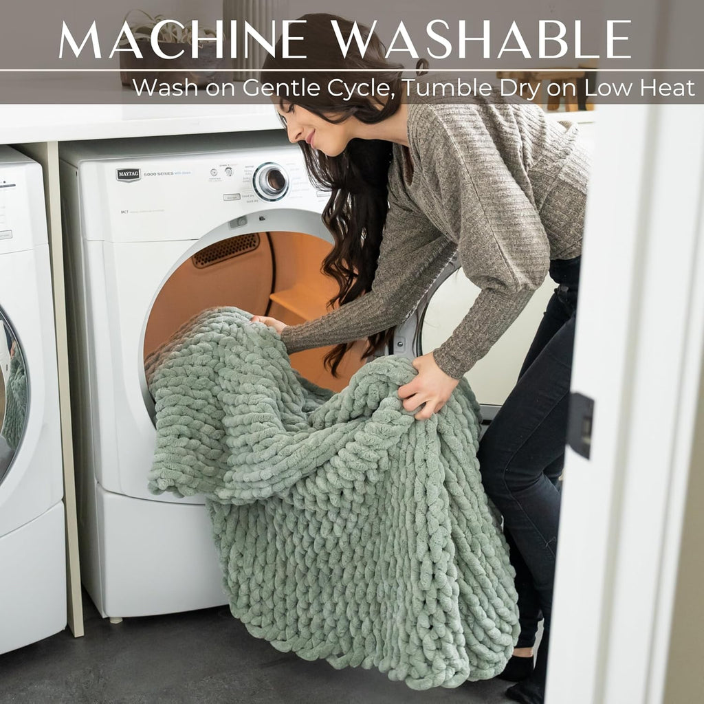 Chunky Knit Chenille Throw Blanket