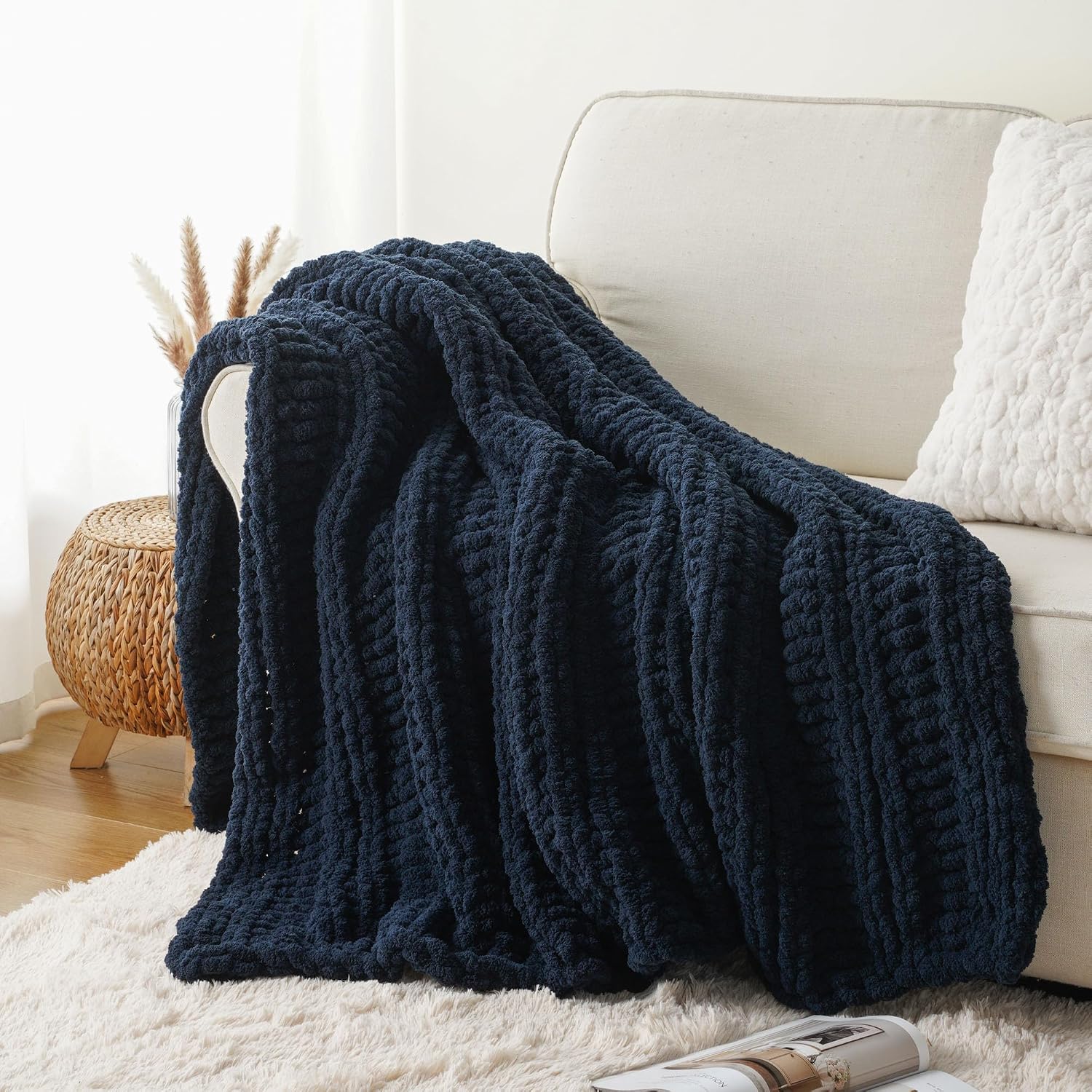Chunky Knit Chenille Throw Blanket