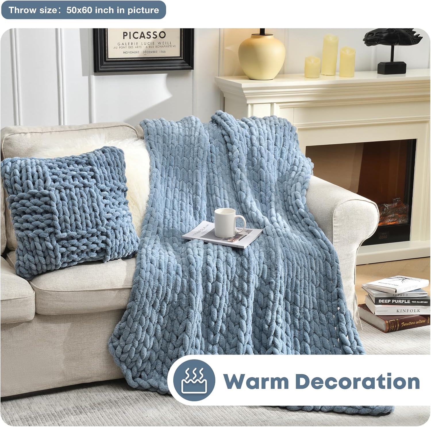 Chunky Knit Chenille Throw Blanket
