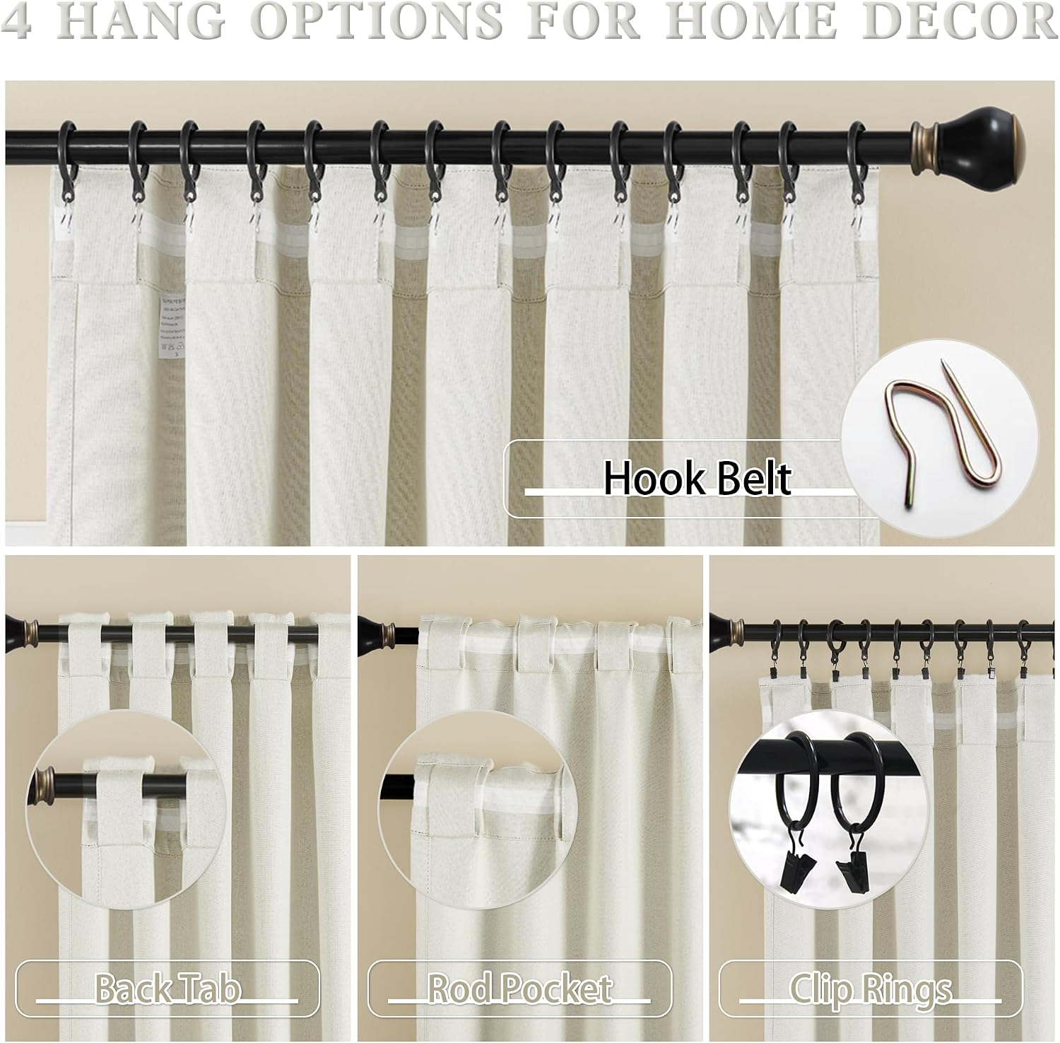Faux Linen Pinch Pleated Blackout Curtain Panels