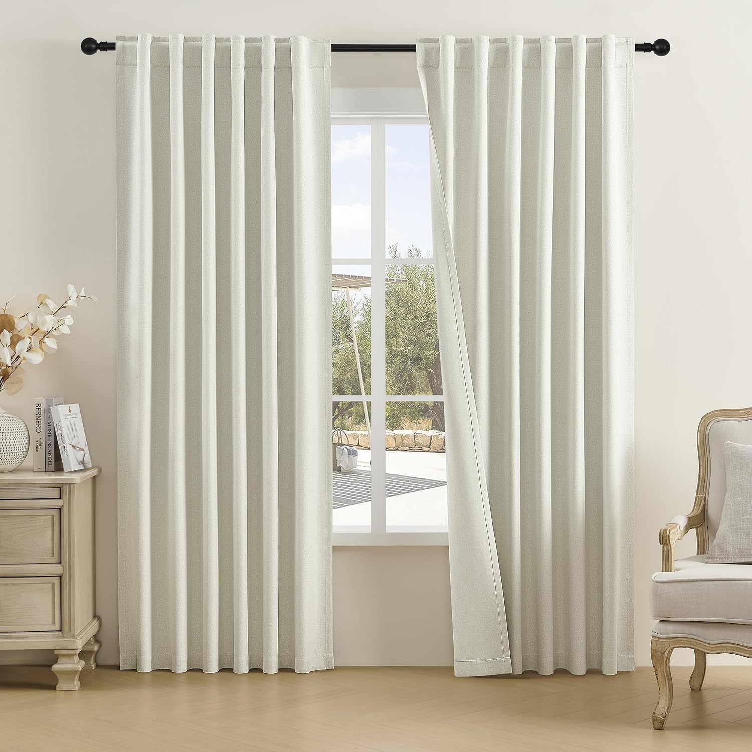 Faux Linen Pinch Pleated Blackout Curtain Panels